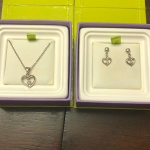 Stepping Stones Diamond heart necklace and matching earrings.